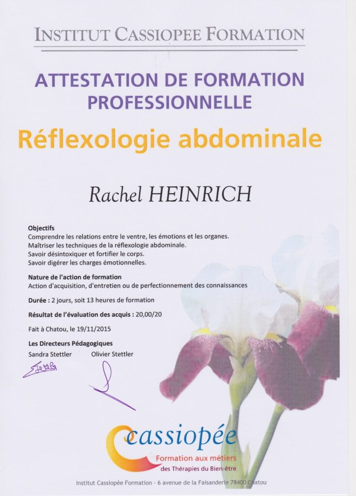Massage - Certificat Réflexologie abdominale