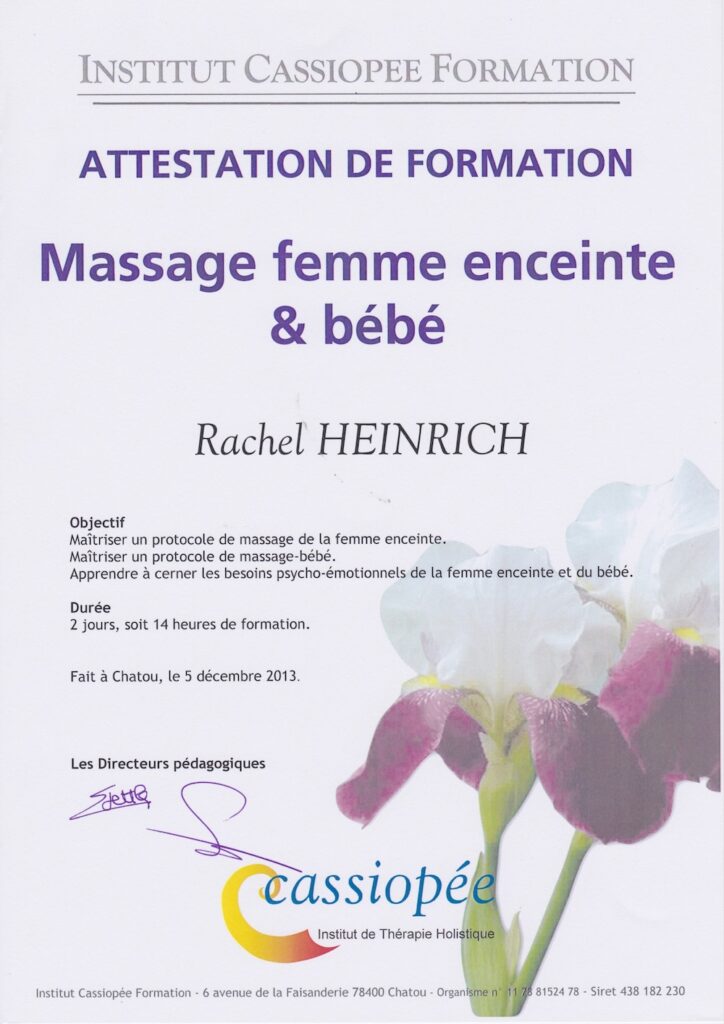 Massage - Certificat femme enceinte bebe