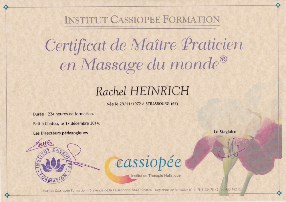Massage - Certificat maitre praticien