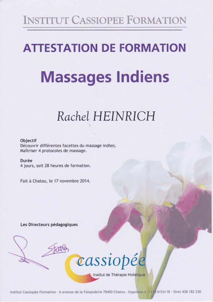 Massage - Certificat massage indiens